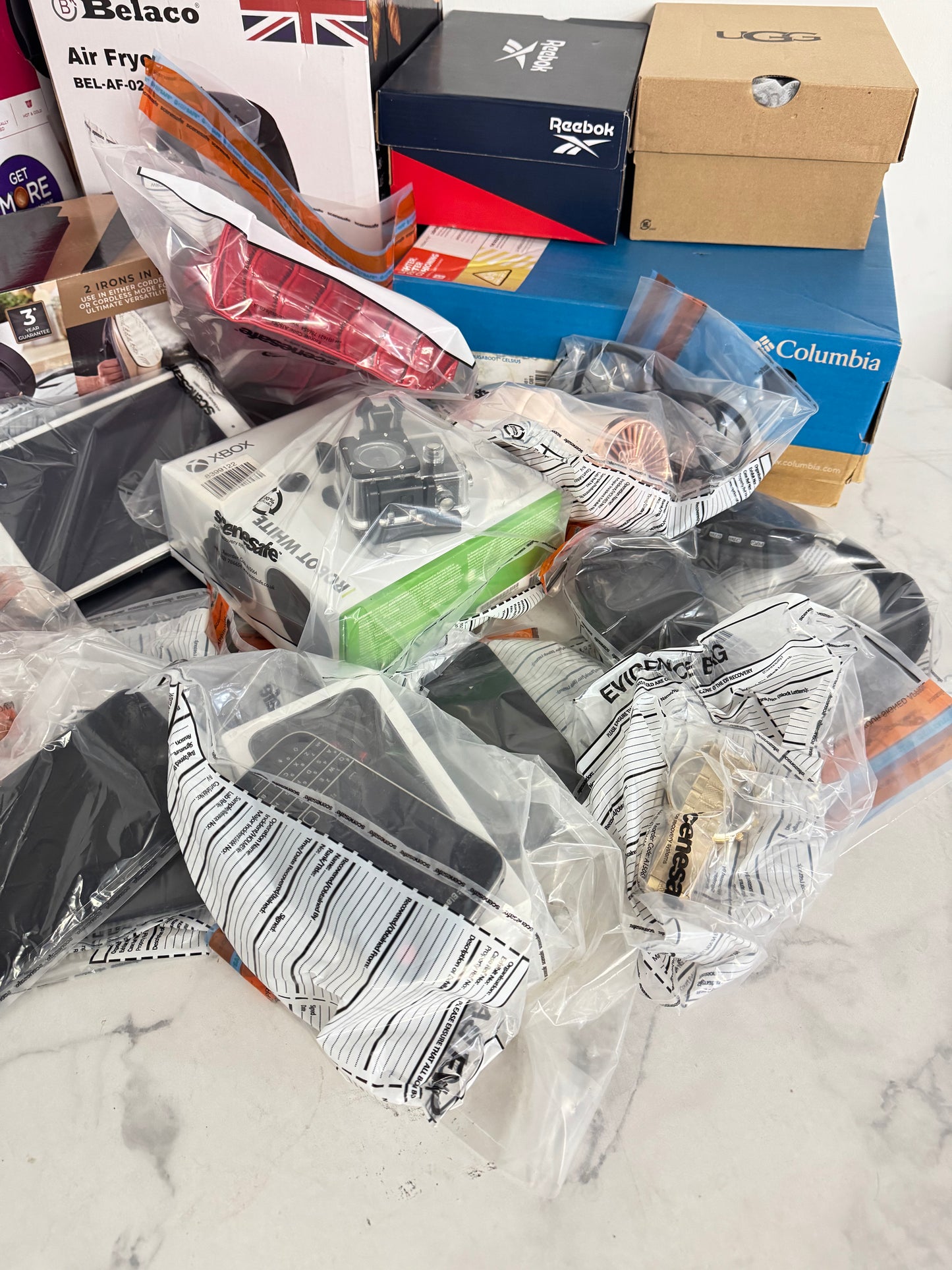 Police Seized Goods In Evidence Bags - Box of 5 Items